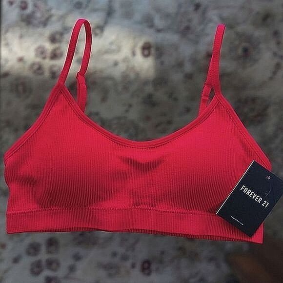 BNWT F21 red seamless ribbed bralette - Picture 4 of 12